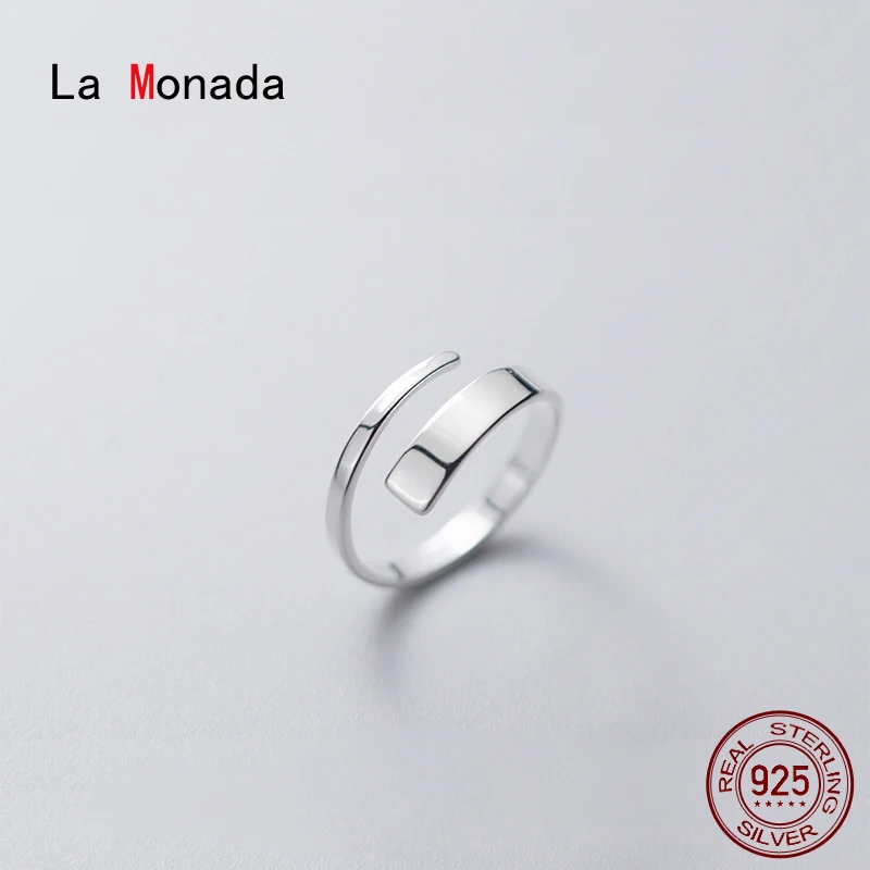 

La Monada 50-57mm Resizable 925 Silver Ring For Women Real Silver 925 Woman Adjustable Geometry Ring Fine Luxury Jewelry Silver