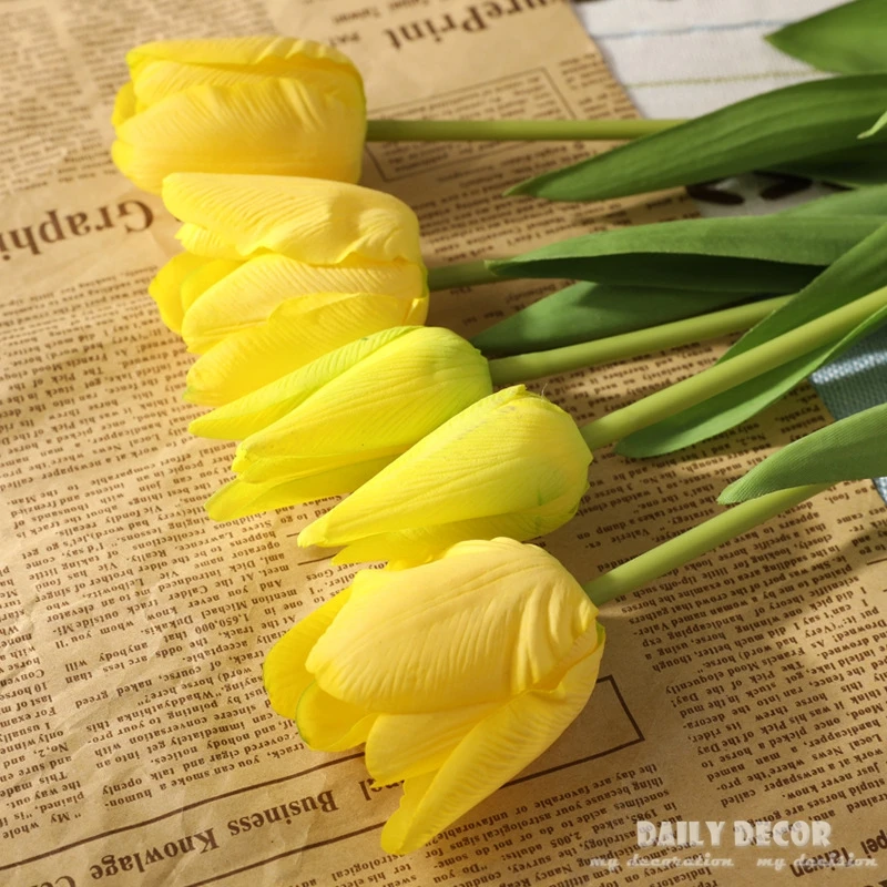 2 bouquets! wholesale 3D real touch 5 heads Dutch tulip bouquet High simulation wedding bouquet fake tulips artificial flower