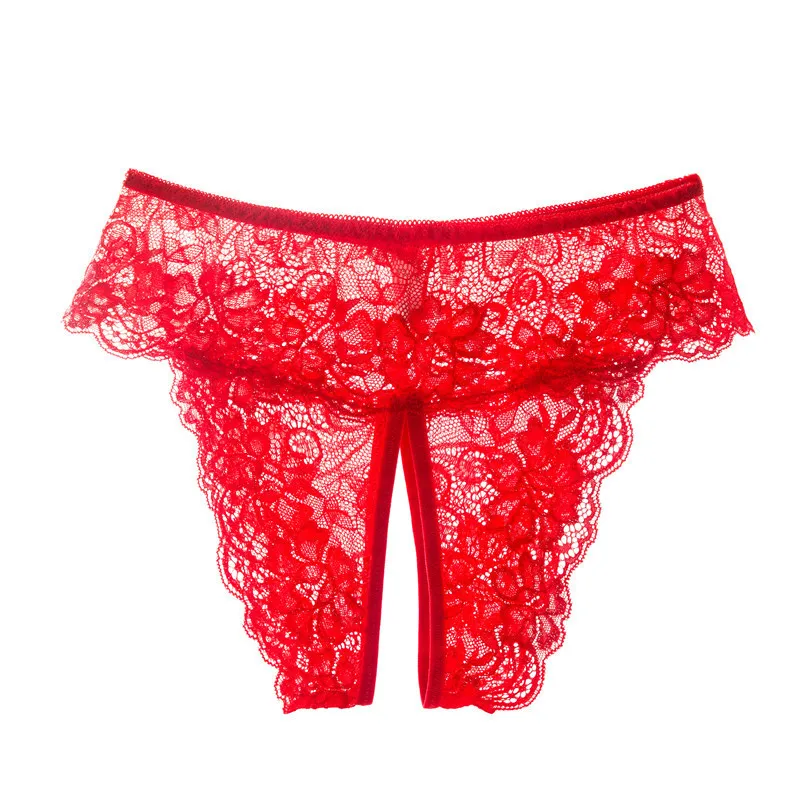 XL 2XL 3XL 4XL Plus Size Lingerie Sexy Transparent Panties Women Lace Crotchless Sex Thongs Female Erotic Panties With A Hole