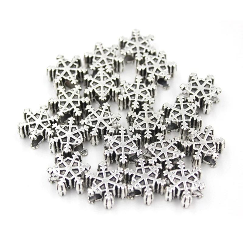 

DIY Jewelry Making Findings 10pcs 14mm Zinc Alloy Big Hole Beads Snowflake Beads Fit European Beaded Charm Bracelet Necklace