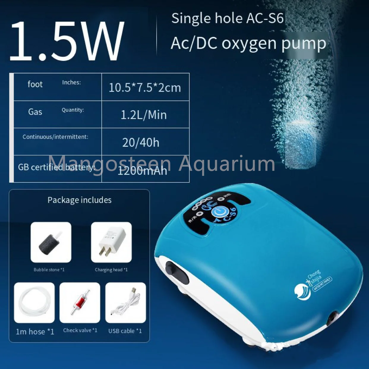 40 hours of super battery life, aquarium aerator, ultra-quiet air pump, air compressor, oxygen pump, single and double outlets