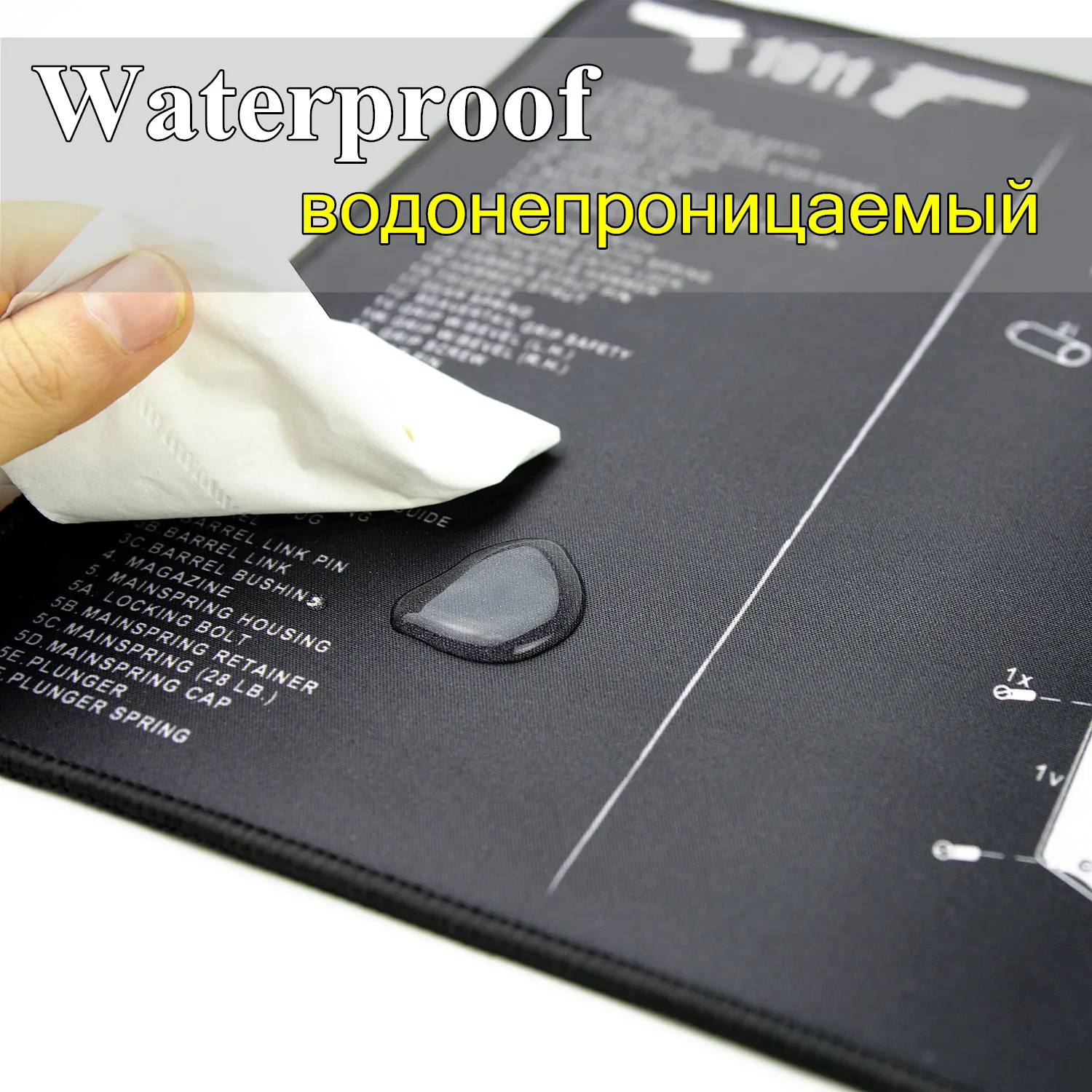 Waterproof Gun Cleaning Rubber Mat for 1911 Pistol Armorers Gunsmith Disassembly Tool with Parts List Weapon Patches Bench Pads