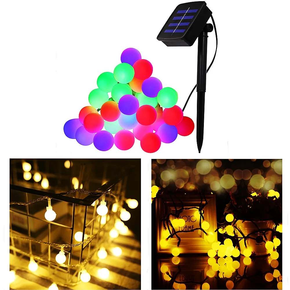 LED Ball String Light 3/6/10/12M Garland Waterproof Globe Bulbs Fairy Lighting Lamps Decorative USB/Battery/Remotr/Solar/EU/US