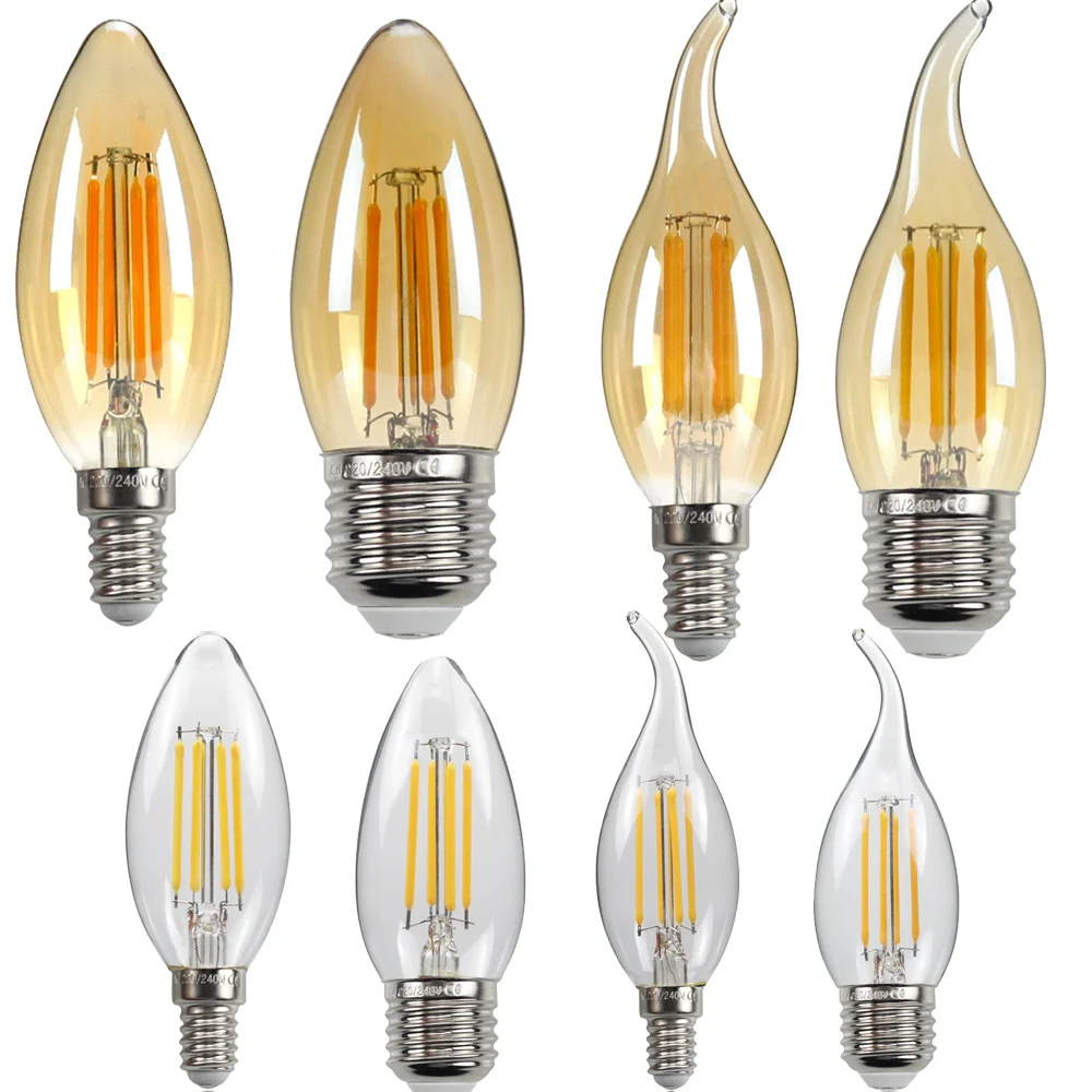 

TIANFAN Led Bulbs 220V-240V C35 Candle Bulb 4W Equally to 40W Led Filament Decorative Light Bulb 2700Kelvin Warm White