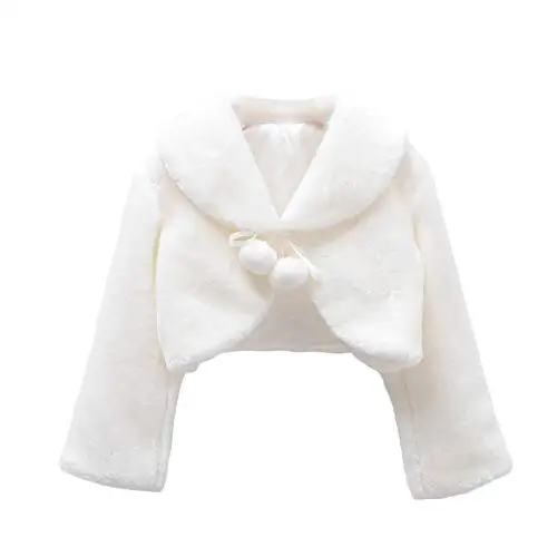 Girls Princess Faux Fur Flower Bolero Shrug Party Wedding Dress Up Faux Fur Jacket Fur Shawl Formal Bolero