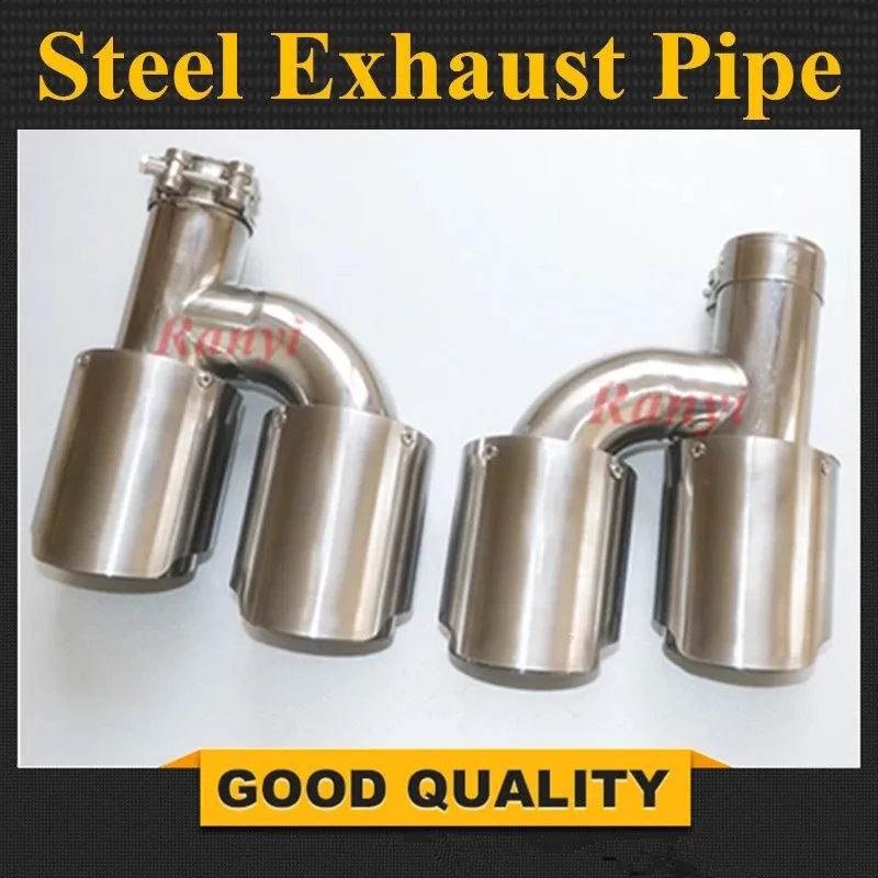 carantly 1Pair(Left+Right) ''H'' Type Dual Auto Exhaust Tip + silver stainless steel universal Muffler End Pipe