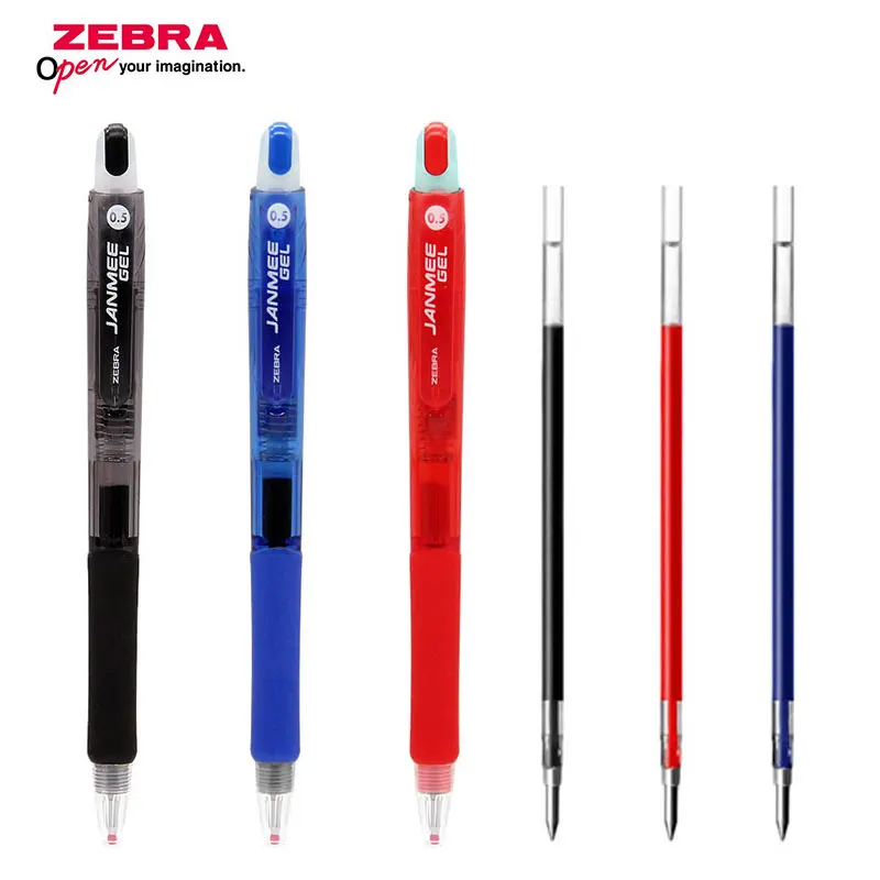 

ZEBRA Gel Pen JANMEE JJZ68 0.5mm Pens For School JK-0.5 Waterproof Refill Black/Blue/Red Press Type Office Stationery 3/5/6Pcs