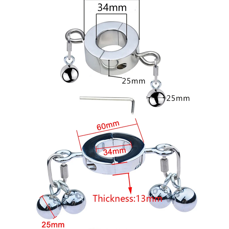 Testicle Clamp  Heavy Duty Chastity Cock Ring Sex Toys Male Penis Ring Stretcher Scrotum Stimulation Lock Training Device Metal