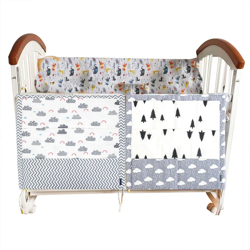 Muslin Tree Bed Hanging Storage Bag Baby Cot Bed Brand Baby Cotton Crib Organizer 60*50cm Toy Diaper Pocket for Crib Bedding Set