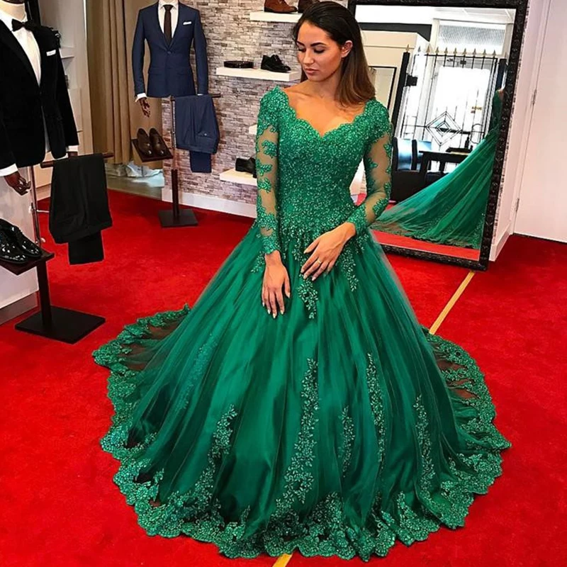 

drop shipping 2025 new Green Lace Mother of the Bride Dresses for Weddings Long Sleeve Ball Gown Evening Groom Godmother Dresses