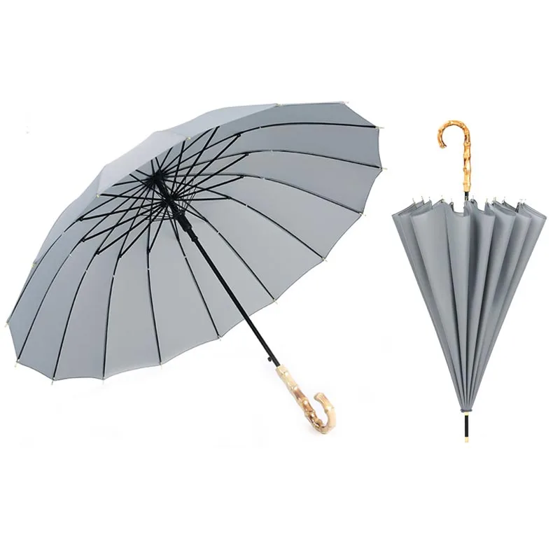 Golf Umbrellas Brand Paraguas Bamboo Long Handle Strong Rain Umbrella Women Men Glassfiber Japanese Style Big Windproof Parasol