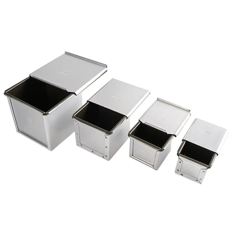 Square Loaf Pan Toast Bread Mold Cake Mold With Cover Aluminum Alloy Non-Stick Mini Toast Pan Baking Box Diy Baking Cake Tools