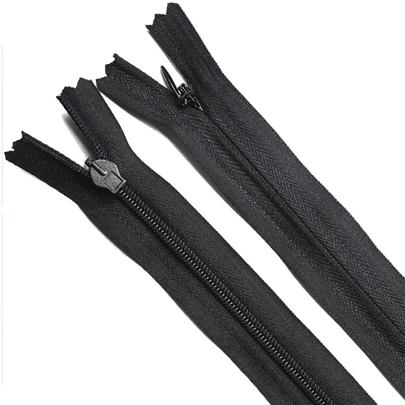 3# Black White Mini Invisible Zippers Nylon Coil For Tailor Sewing Crafts Nylon Zipper Dress Sofa Cover Zippers 13/15/18/20/23cm