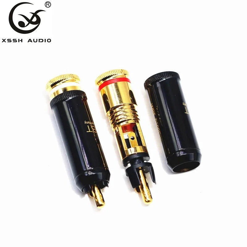 4 шт., разъемы RCA для аудио и видео, Hi-end HIFI XSSH OEM ODM DIY позолоченный ТВ-тюнер из чистой меди, штекеры RCA, выходные разъемы