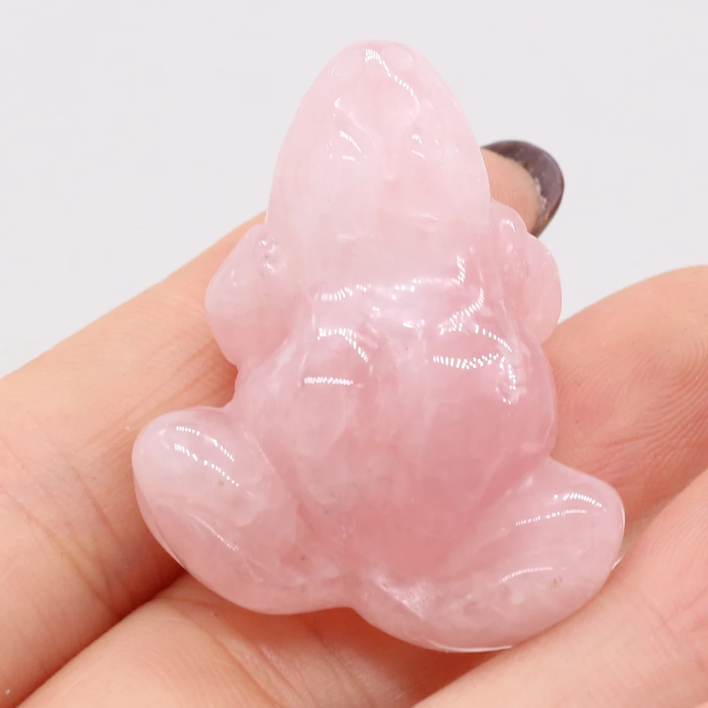 Natural Frog Shape Home Decoration Aura Healing Cute Energy Gemstone Ornaments Rose Quartz Opal Children's Room Bedroom Gift 1PC