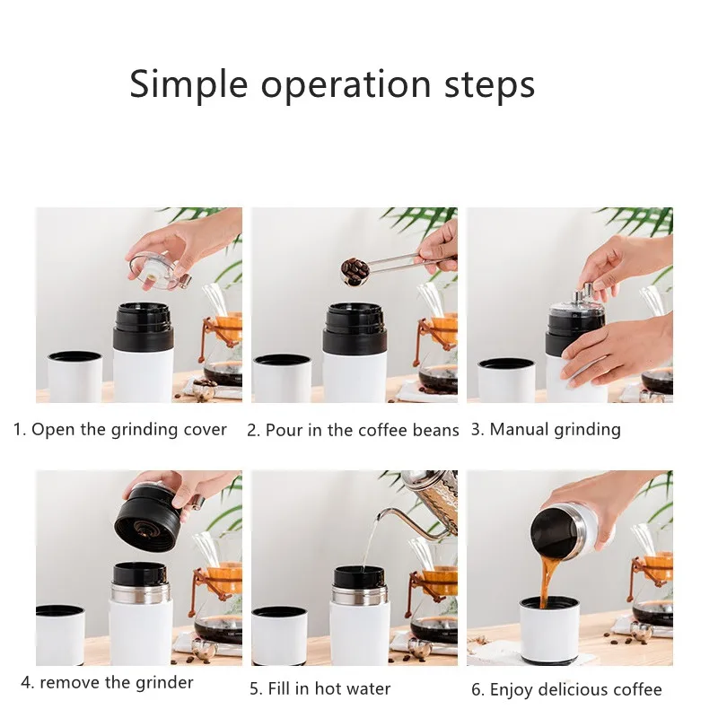 Американский кофейник, портативная кофемашина, ручное управление, кофемолка, ручная чашка, 400 мл