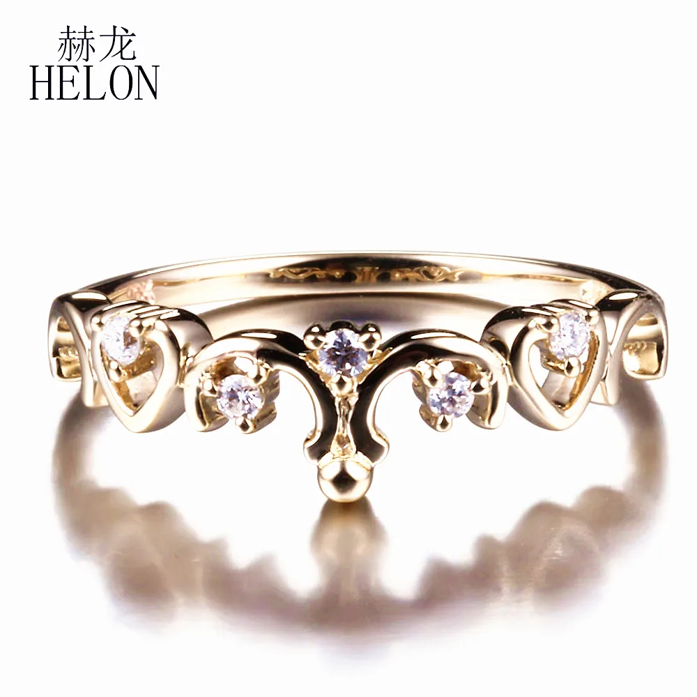 

HELON Moissanite Ring Real 10K Yellow Gold VVS/DEF Round Lab Grown Diamond Moissanite Women Fine Jewelry Engagement Wedding Ring