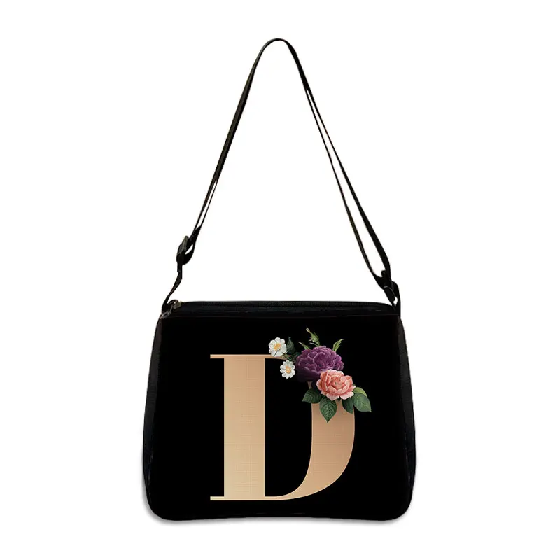 26 Flower Letter Shoulder Bag  Simpl  Designer Handbags Shoulder Canvas Shopping A - Z Alphabet Messenger Bag Party handbag