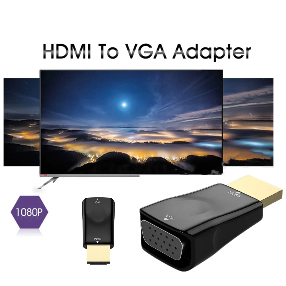 LccKaa Adapter HDMI na VGA Konwerter męski na żeński 1080P Adapter wideo HDMI na VGA do PC TV Box DVD HDTV