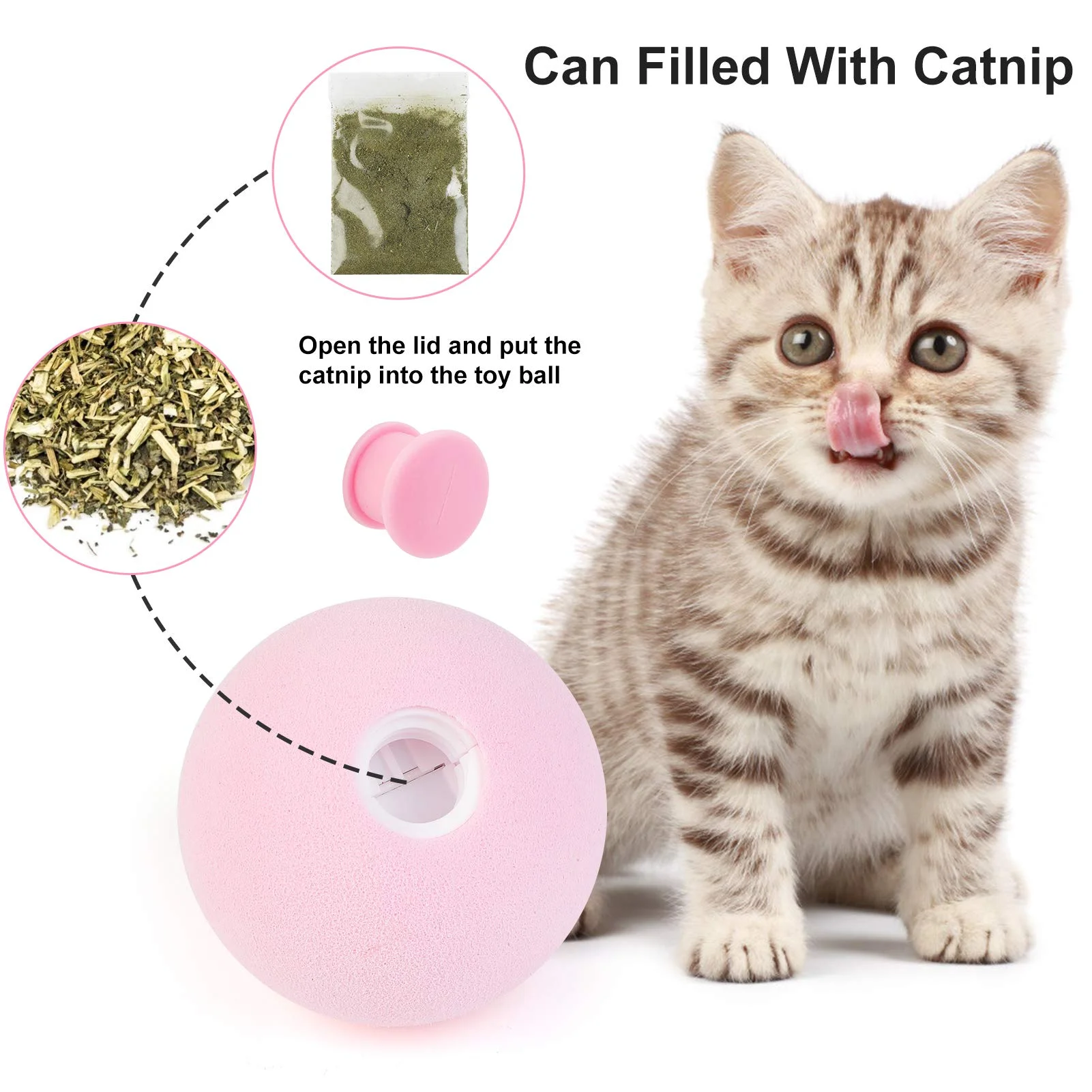 Fun pet rolling ball grinding teeth and bite-resistant pet self-healing artifact cat toy can be placed catnip pet supplies