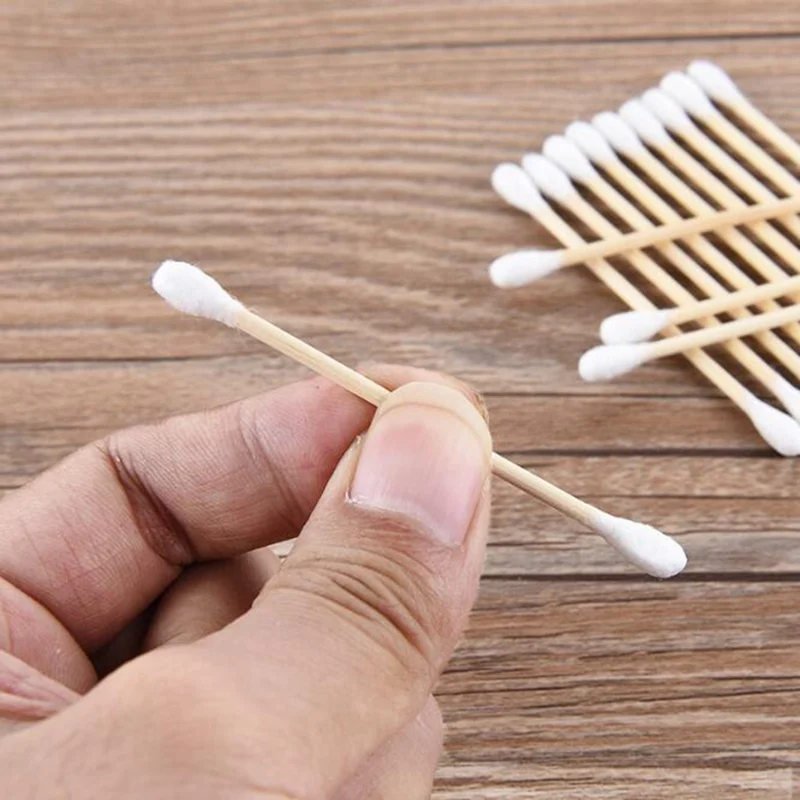 Double Head Wood Cotton Swab Women Makeup Cotton Buds Tip Wood Sticks Nose Ear Cleaning Baby Health Care Tools palos de madera