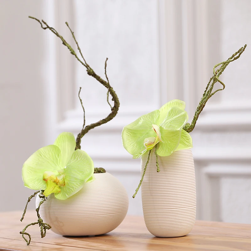 1pcs White Ceramic Vase Living Room Decoration Flower Container Modern Wedding Centerpiece Table Top Vase for Home Decor