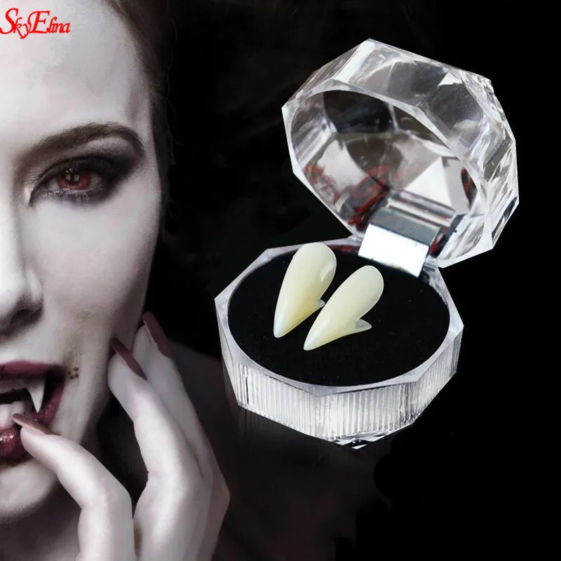 Halloween Fangs Party Decoration DIY Horror Glue Friends Gifts Cosplay Witch False Fangs Halloween Resin Vampire Teeth Props 5z