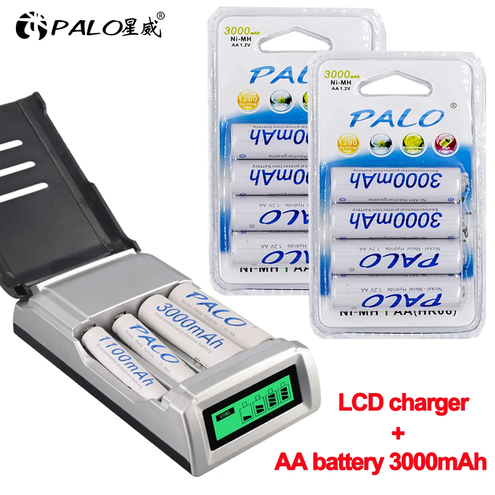パロ3000 2600mahの1.2v単三ニッケル水素電池と1100 1350mah aaaのバッテリーニッケル水素aa aaa 1.2v充電式電池充電器