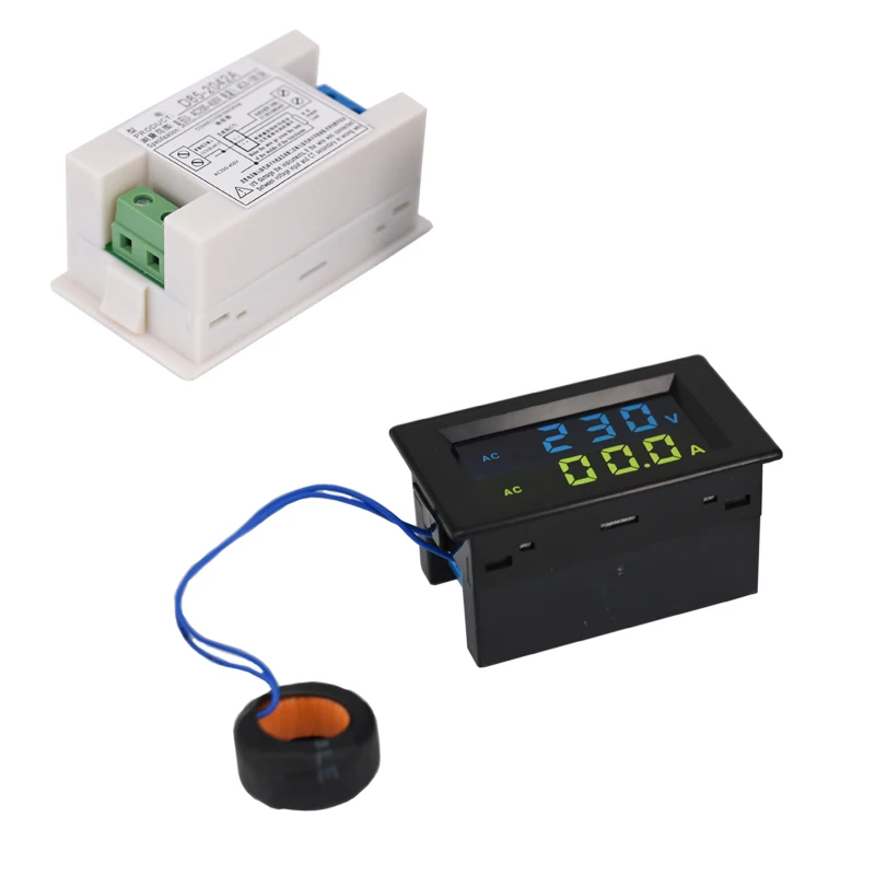 Dual Display Digital Display AC Voltage and Current Meter 110V/220V/380V Measurement Display LCD Digital