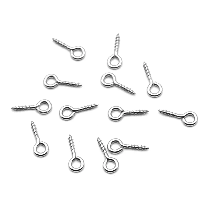 100pcs/lot Stainless Steel Screw Eye Pins for Pendant Iron Screw Eye Hooks Clasps Fit Cabochon Drilled Beads Diy Jewelry Making