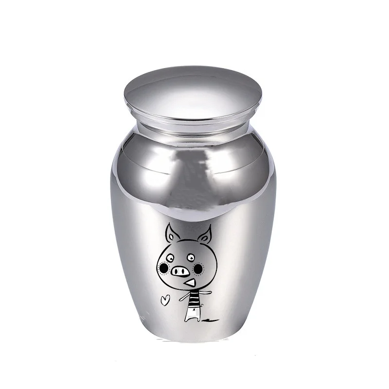 

IJU026 Stainless Steel Engraving Pecs Cartoon Picture Cremation Urns for Human Pets Ashes Souvenirs