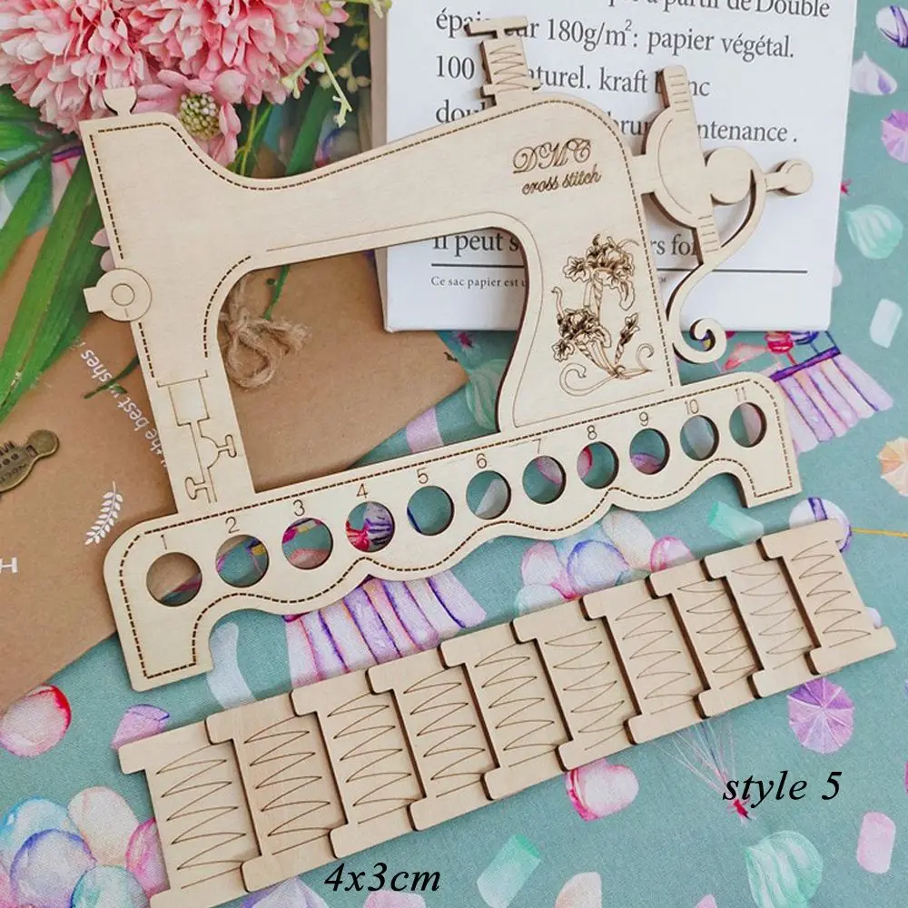 Cat DIY Crafts Needle Arts Sewing Machine Wood Butterfly Thread Holder Storage Tools Embroidery Floss Organizer Cross Stitch