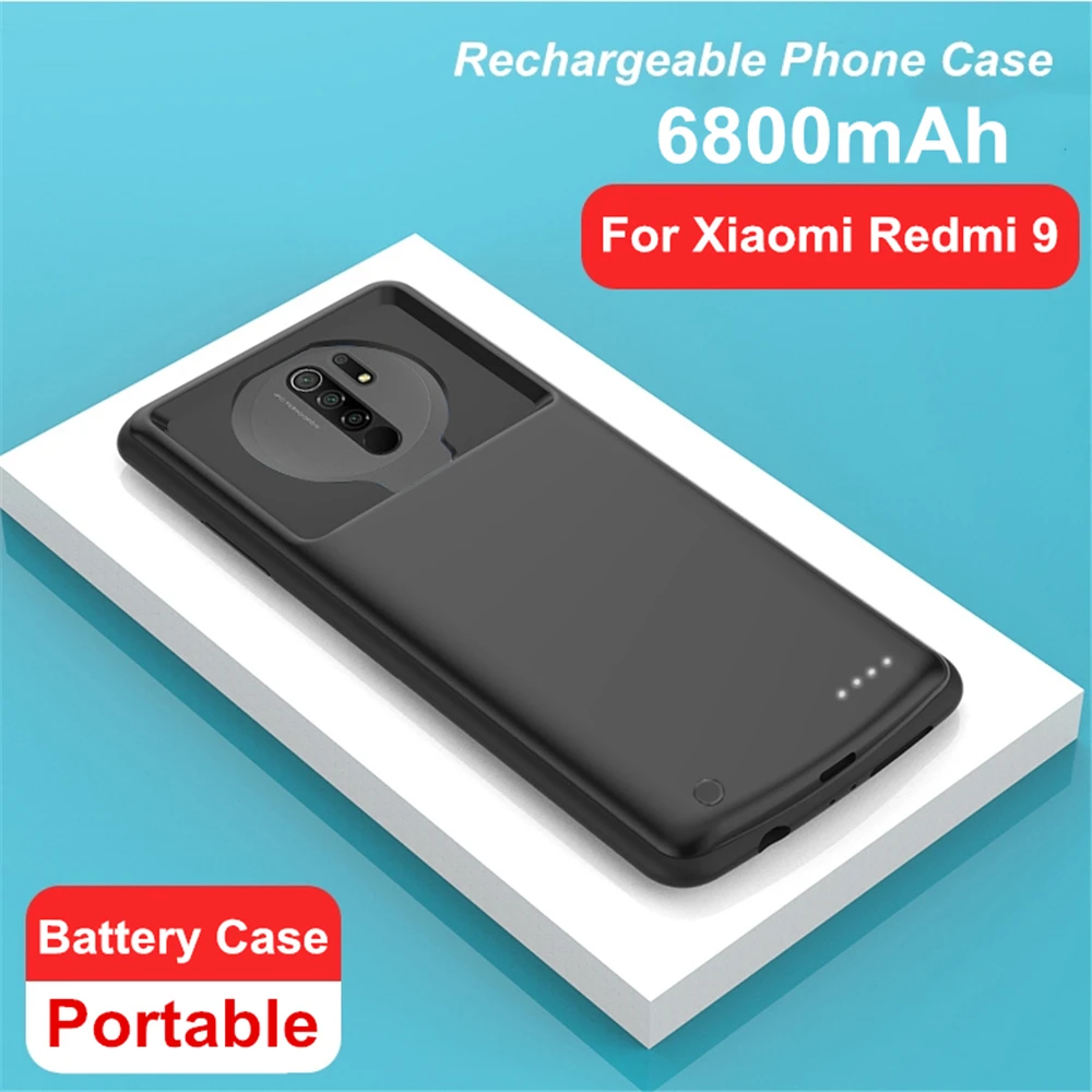 

NTSPACE 6800mAh Battery Charger Case For Xiaomi Redmi 9 Battery Case Backup Power Bank Charging Cover for Redmi 9 Powerbank Case