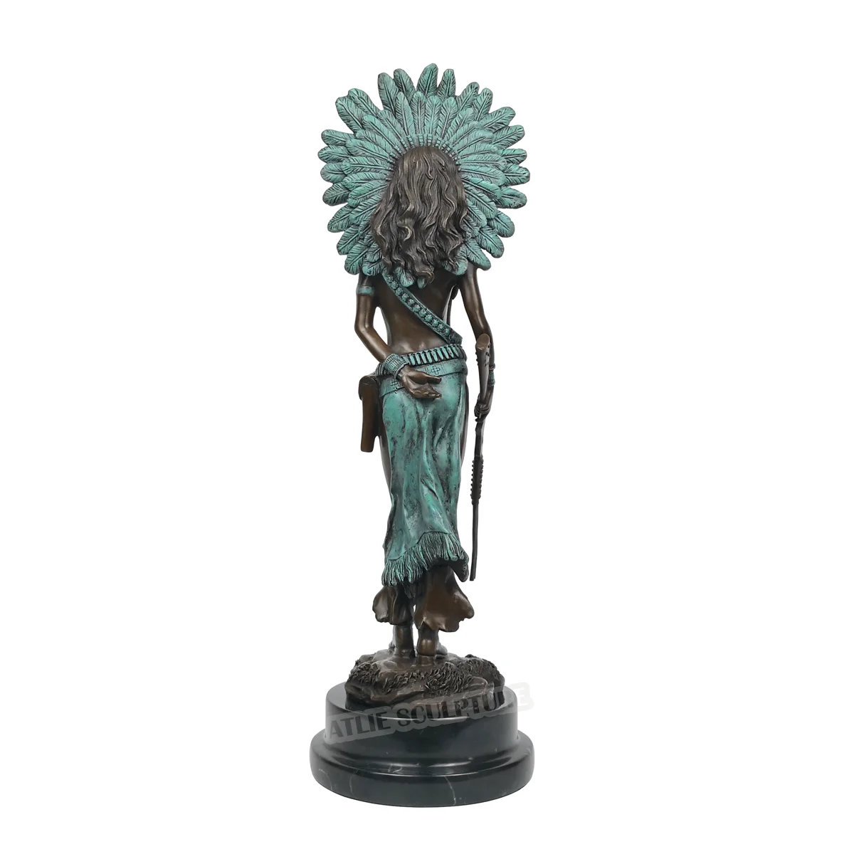 Indian Leader Statue Sculpture Bronze Antique Classical Figurine Art Collectibles Home Decor