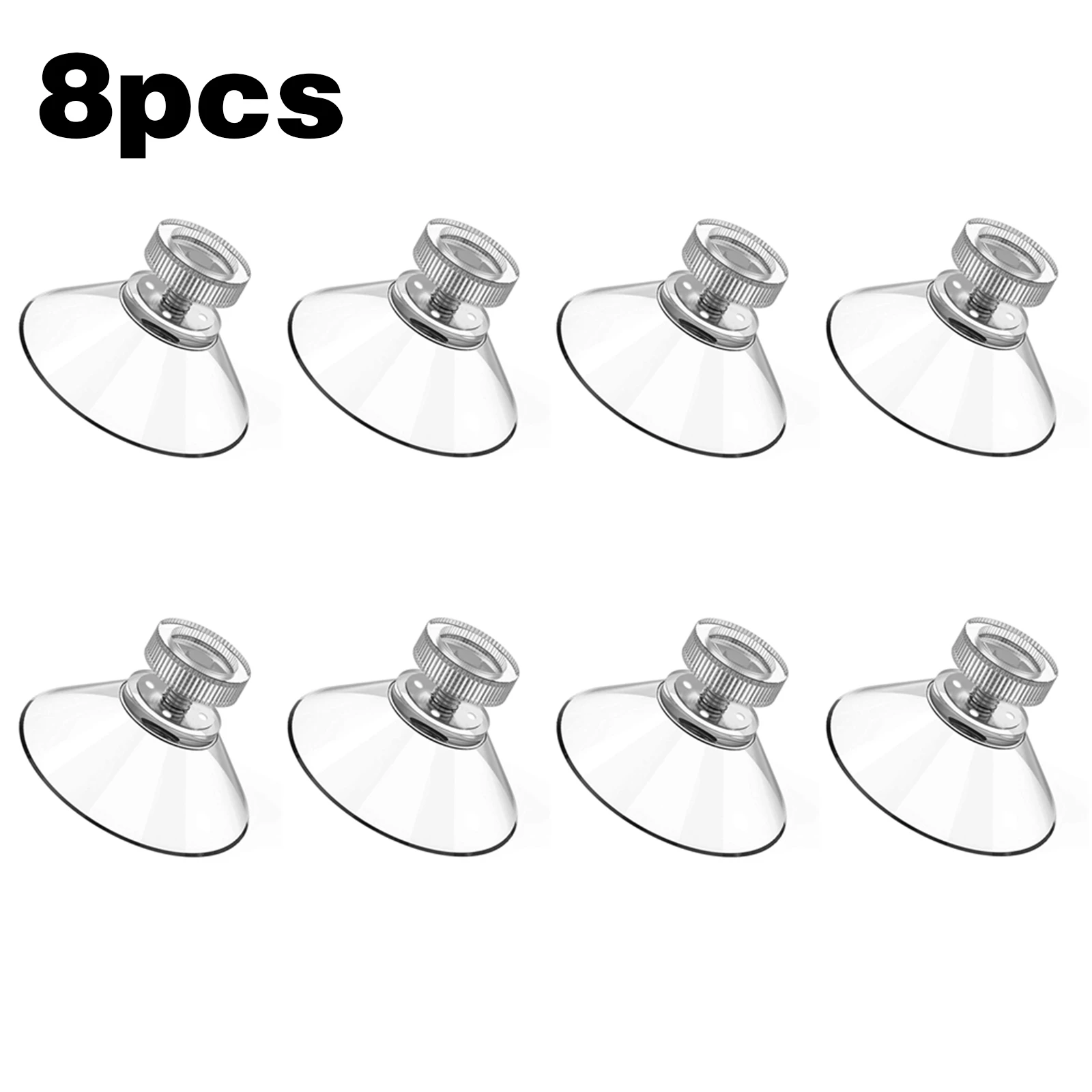 8PCS Sucker Cup Suction Hook Plastic Sucker Pad Holder 40mm Silicone Round Strong Transparent With Knurled Nut For Daily Hanging