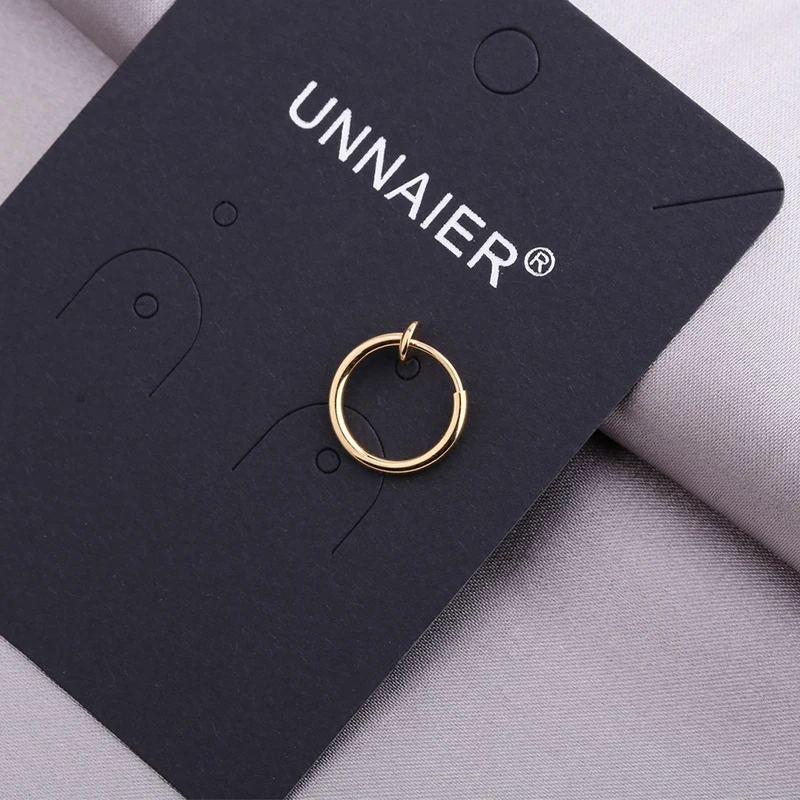 UNNAIER 1Pair 13mm Diameter Hoop Earrings No Hole Clip Earrings Stainless Steel Ladies Ear Clips 2023 Earring Trend New Arrival