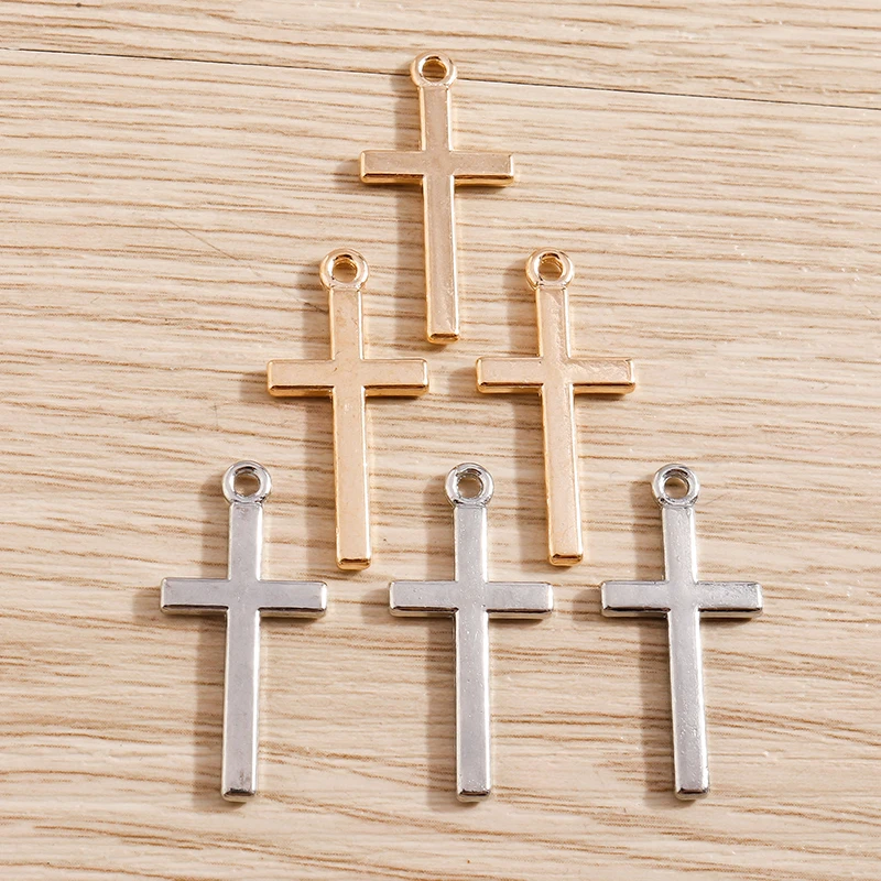 20pcs 13*27mm Gold Silver Color Alloy Cross Charms for Jewelry Making DIY Handmade Drop Earrings Pendants Necklaces Crafts Gift