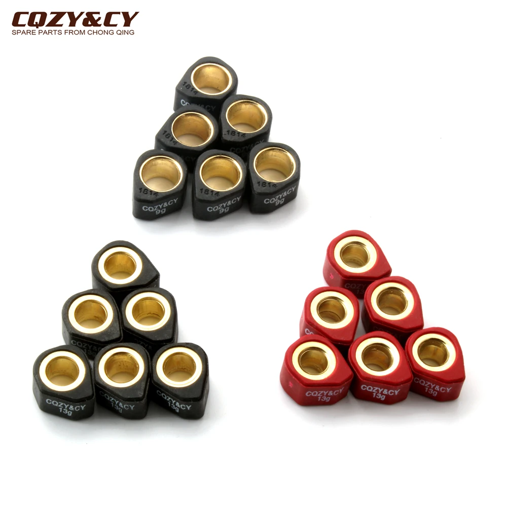 6PC Racing Roller Set Weight 18x14mm 9g 13g For Kymco Agility 125 Downtown Heroism K-Xct Like Movie 125cc 4T Engine Scooter