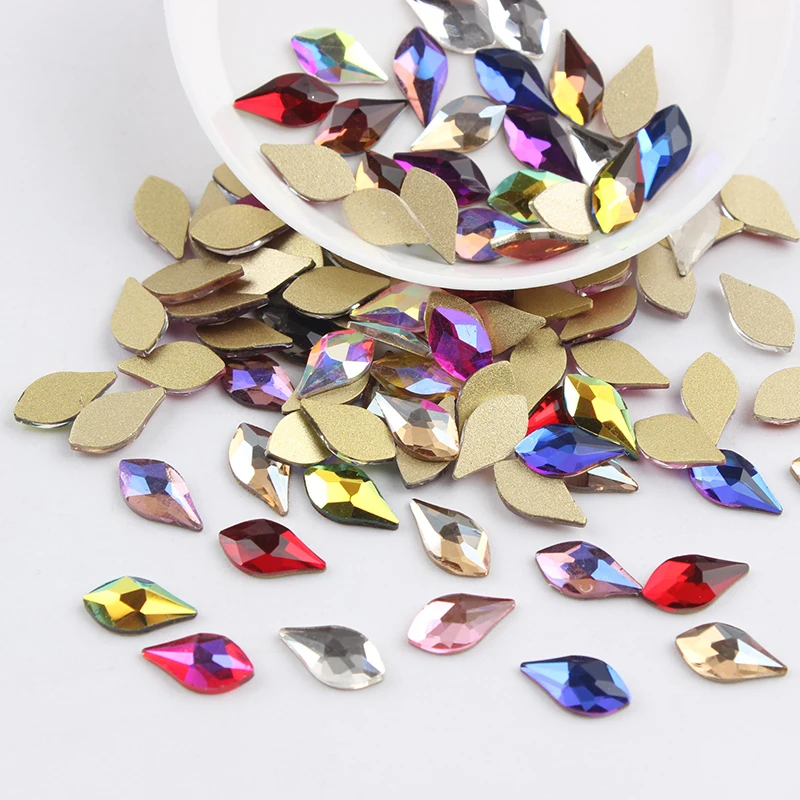 Mix color Shape Nail art rhinestone flat bottom glass 30pcs/100pcs nail gems for DIY 3D nail art decoration