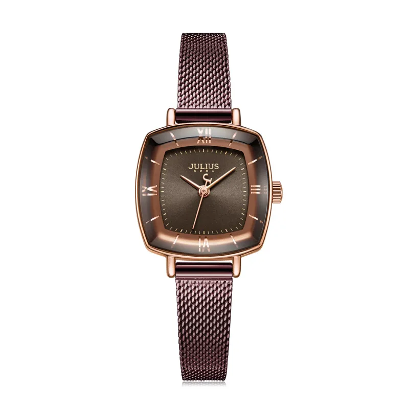 

Elegant Square Women's Watch Miyota Mov't Lady Hours Fine Fashion Clock Bracelet Stainless Steel Girl's Birthday Gift Julius Box