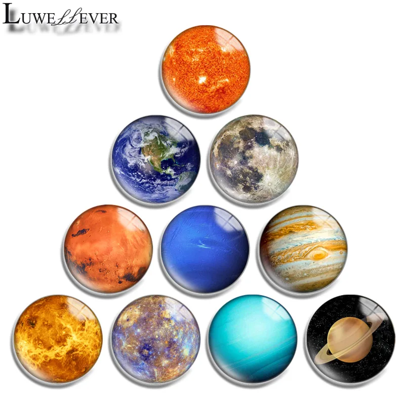 12mm 14mm 16mm 20mm 25mm 30mm 599 Planet Mix Round Glass Cabochon Jewelry Finding 18mm Snap Button Charm Bracelet