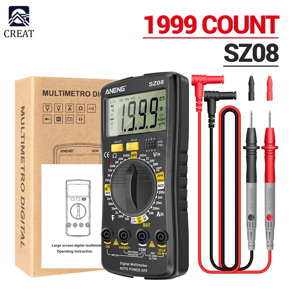 ANENG SZ08 Digital Multimeter High-precision Multi-function Fully Automatic Portable Digital Display Universal Meter Ultra-thin