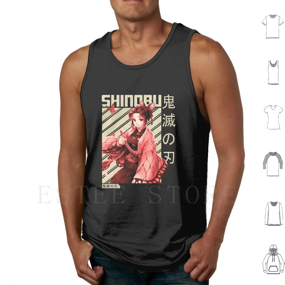 Shinobu Tank Tops Vest Sleeveless Shinobu Kochou Kyojuro Anime Manga Nezuko Tanjirou Demon Nezuko Kamado Kimetsu No