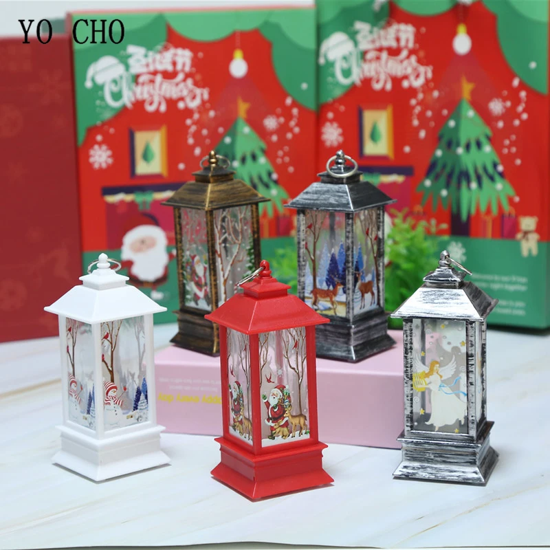 YO CHO  Christmas LED Light  Santa Claus  Snowman  Castle  Hanging Lantern  Vintage Decor  Creative Supplies