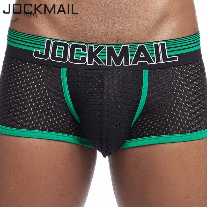 JOCKMAIL Neue Sexy Männer Unterwäsche Boxer Atmungsaktive Mesh boxershorts männer Männlichen Unterhose cueca Homosexuell penis Mann Höschen Herren