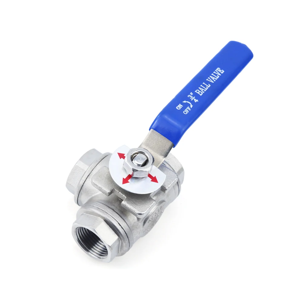 DN15 DN20 Stainless Steel 304 BSPT Male Thread 3/Three-Way Ball Valve T/L Type 1/2\