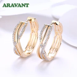 925 Silver 24mm 18K Gold Twist Hoop Earrings For Women Fashion Wedding Jewelry