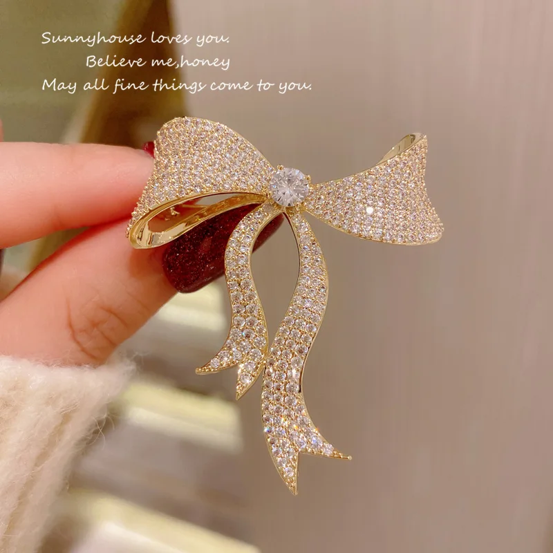 Brooches For Women Luxury Cubic Zirconia Bowknot Corsage Sweater Suit Pin Accessories Fine Jewelry Brooch Valentine\'s Day Gift