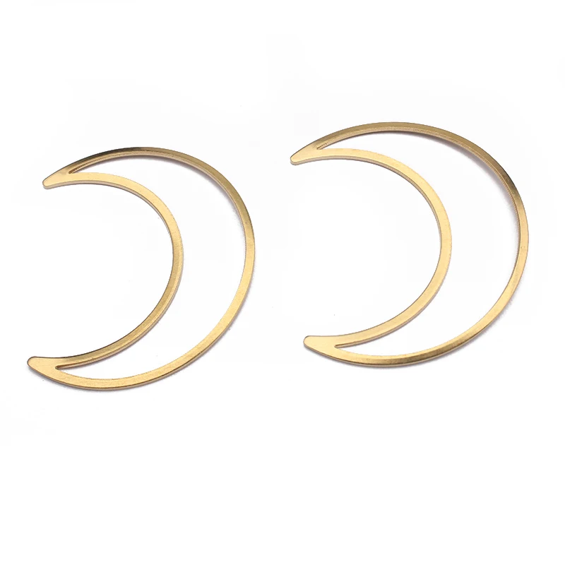 

10pcs Raw Brass Large Crescent Moon Pendant Hanging Earrings Geometric Connector Charms For DIY Jewelry Findings Making