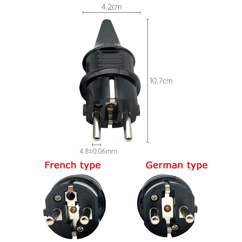 1 stücke Weiß Blau Schwarz Französisch Deutschland EU Wasserdichte Schuko Power Stecker Europäischen 16A 2pin Kabel Verdrahtung Stecker Konverter stecker – Detail 1